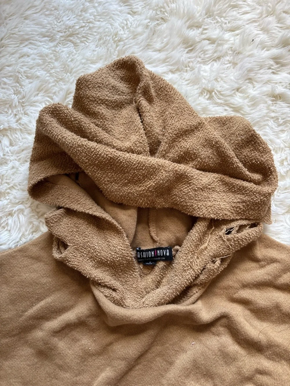 Fashion Nova Camel Brown Textured Hoodie - Picture 5 of 15